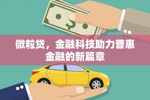 腾冲微粒贷，金融科技助力普惠金融的新篇章