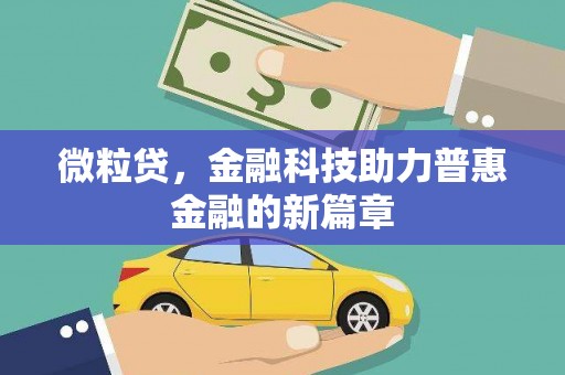 腾冲微粒贷，金融科技助力普惠金融的新篇章