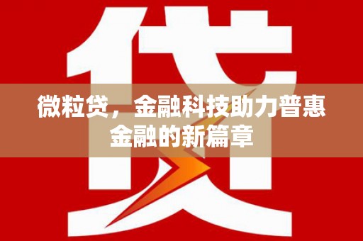 腾冲微粒贷，金融科技助力普惠金融的新篇章