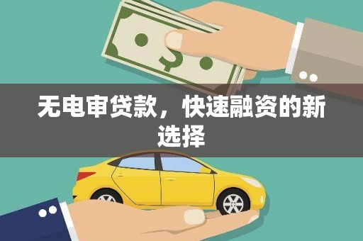 腾冲无电审贷款，快速融资的新选择