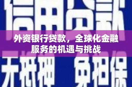 腾冲外资银行贷款，全球化金融服务的机遇与挑战