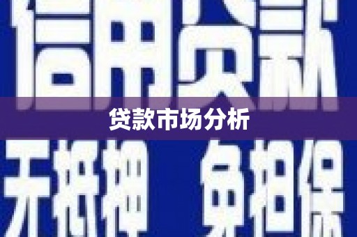 腾冲贷款市场分析